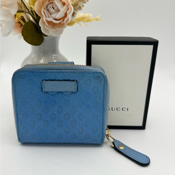 Gucci Micro Guccisima bifold wallet Turqoise! - Picture 1 of 16